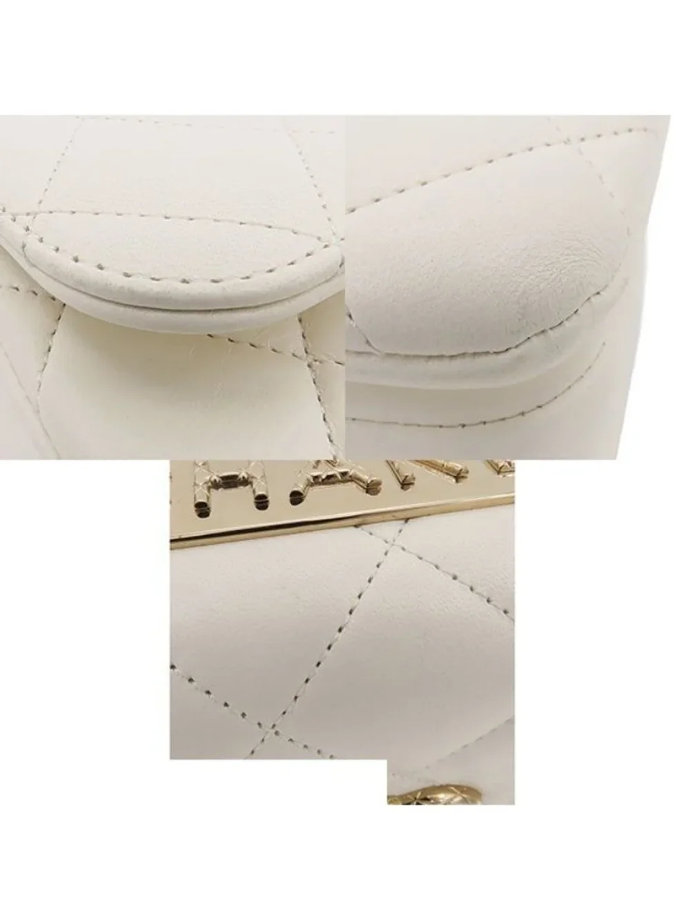 Chanel Chain Shoulder Bag Top Handle White Lambskin 2-Way